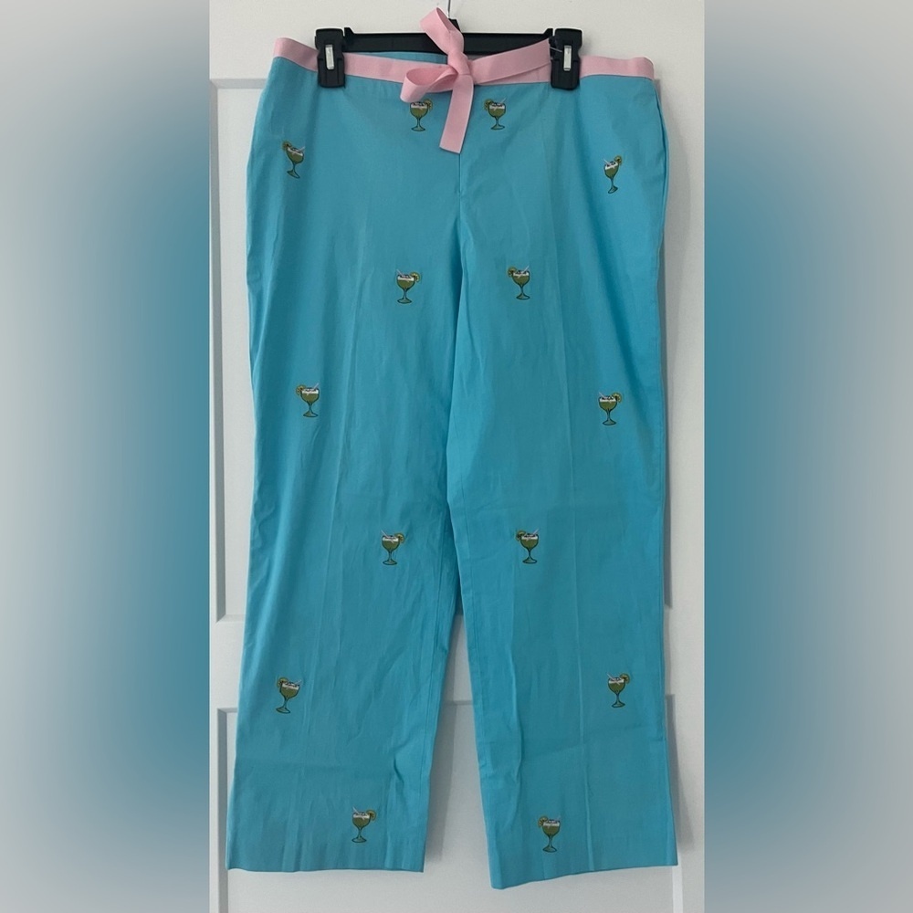 Lilypod Vintage Blue‎ Cocktail Print Women Pants, Size 12